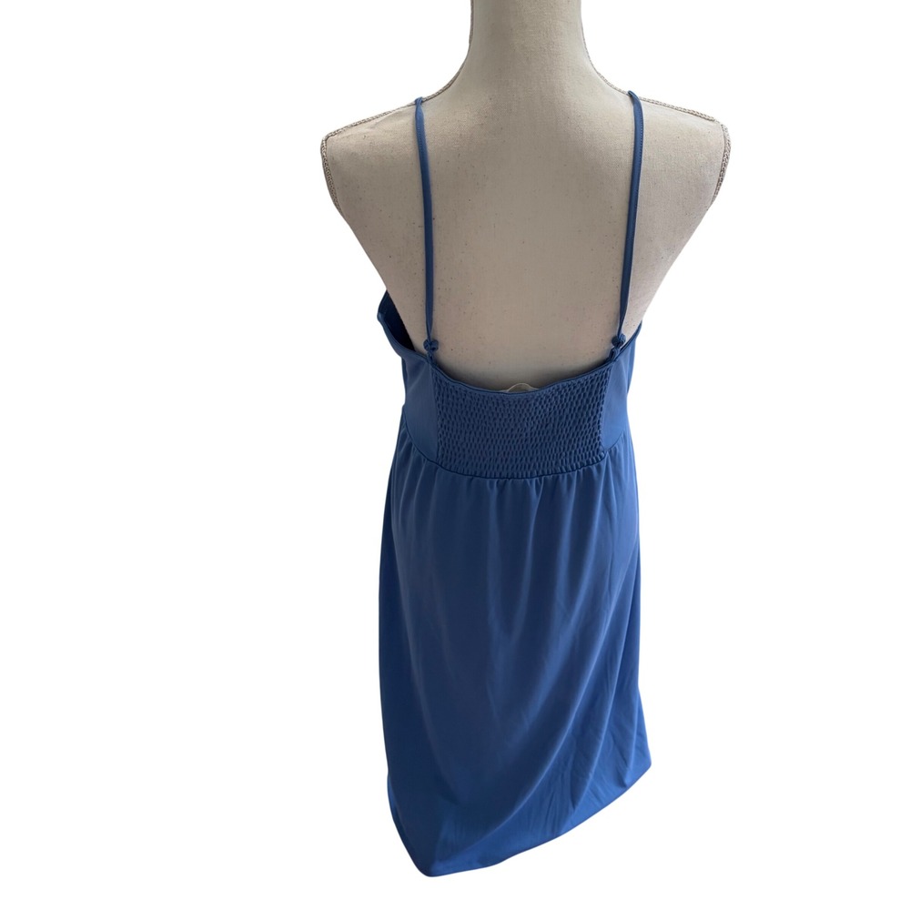 H&M Blue Twist Front Spaghetti Strap Dress Medium Coastal Summer Vacation Travel - Picture 3 of 10